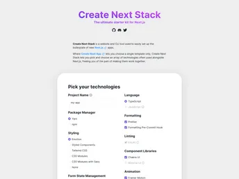 Create Next Stack screenshot