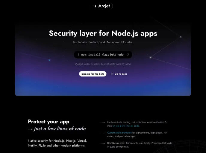 Arcjet Js screenshot