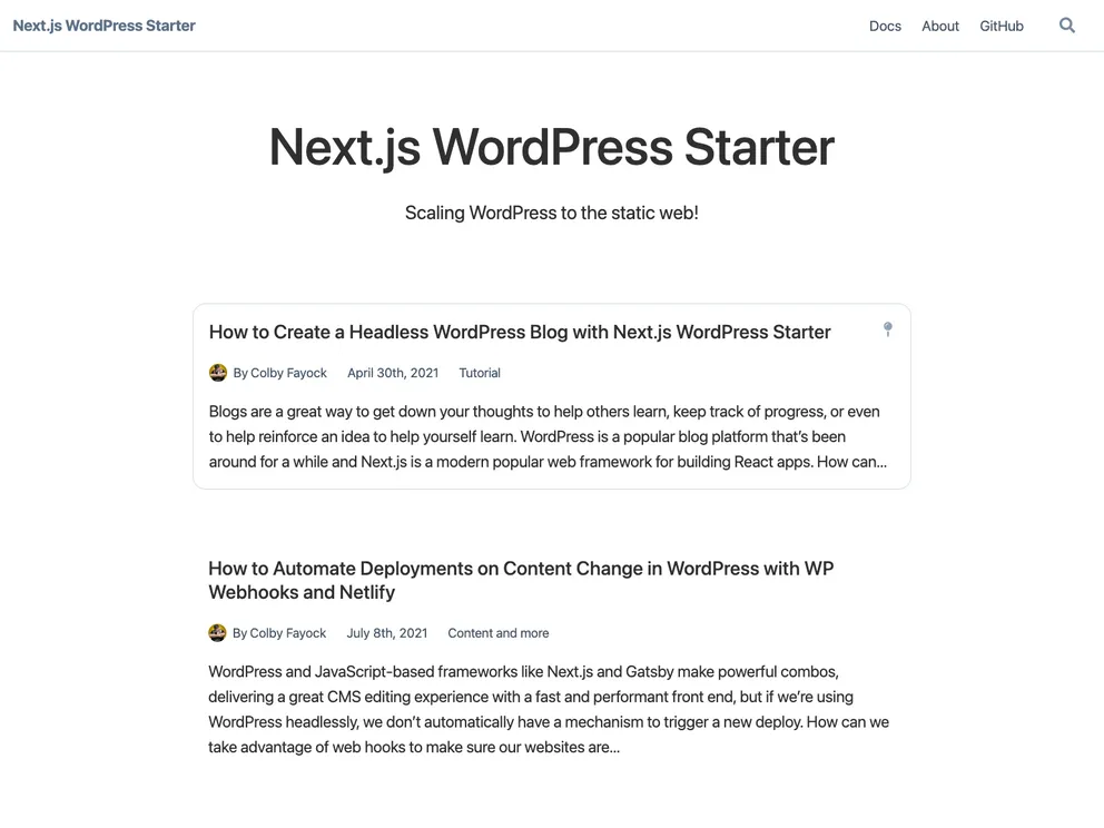 Next Wordpress Starter screenshot