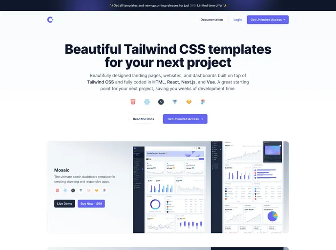 Tailwind Landing Page Template screenshot