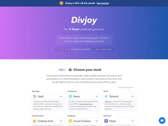 Divjoy React Boilerplate Generator screenshot