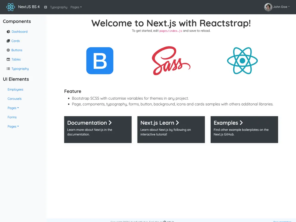 Nextjs Reactstrap screenshot