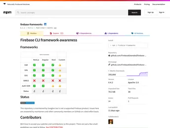 Firebase Framework Tools screenshot