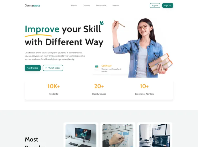 Coursespace Landing Page screenshot