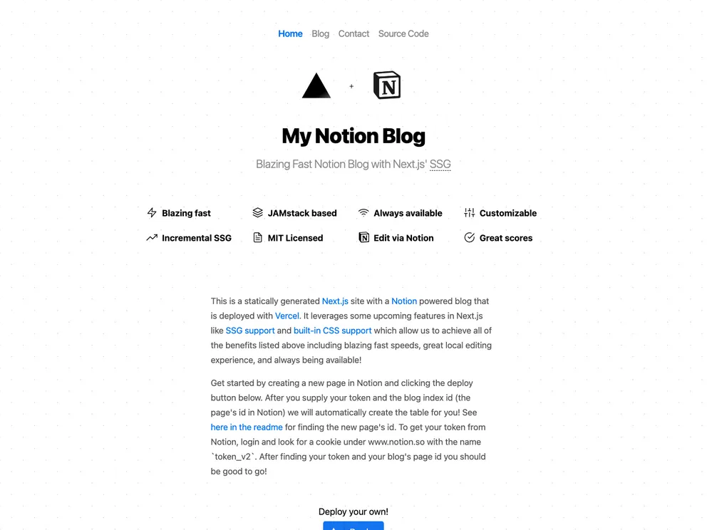 Notion Blog screenshot