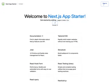 Next App Starter screenshot