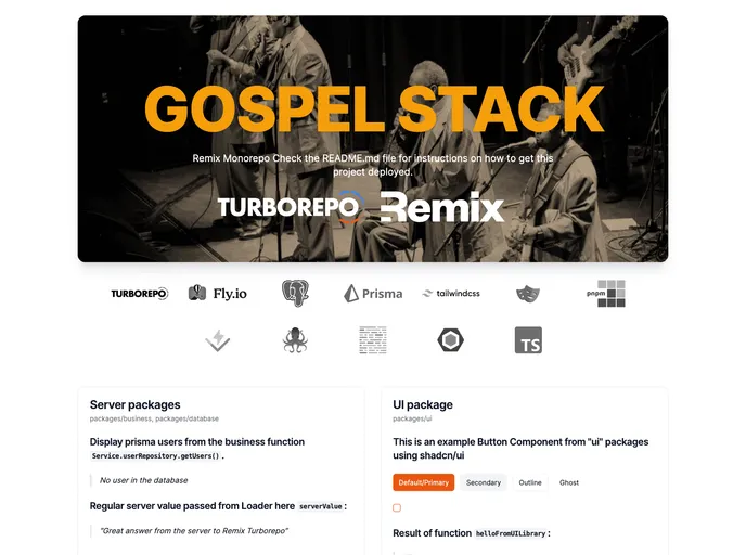 Remix Gospel Stack screenshot