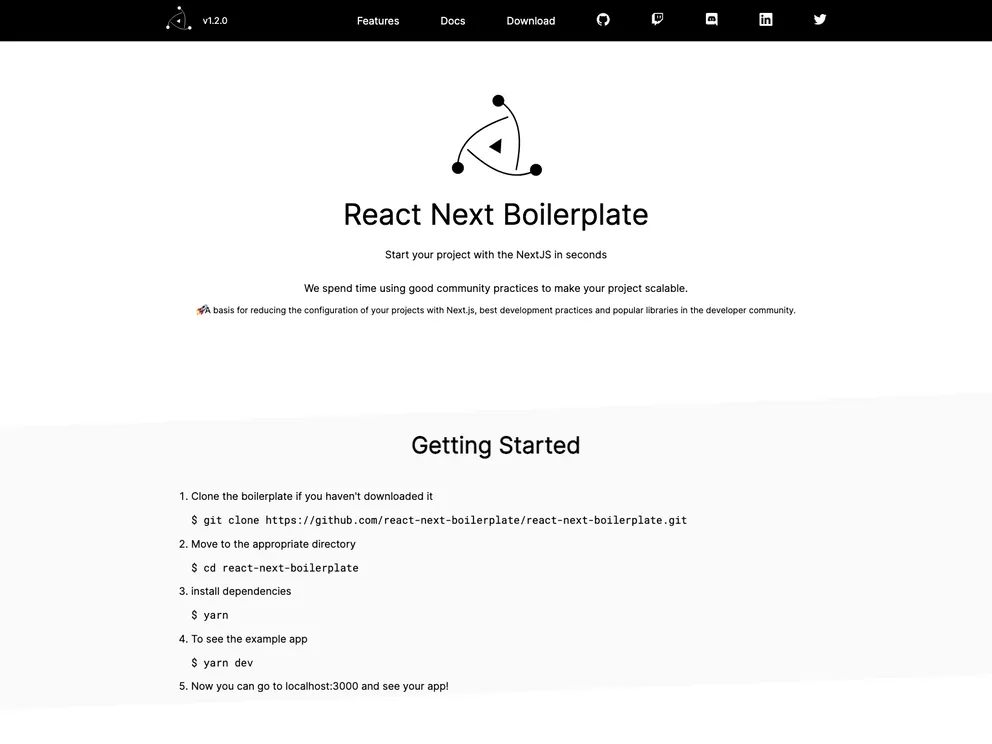 React Next Boilerplate screenshot