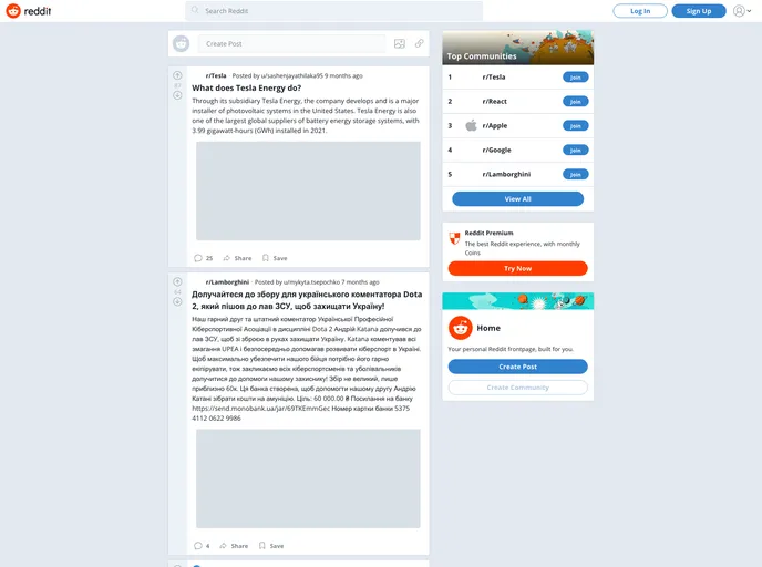 Reddit Clone screenshot