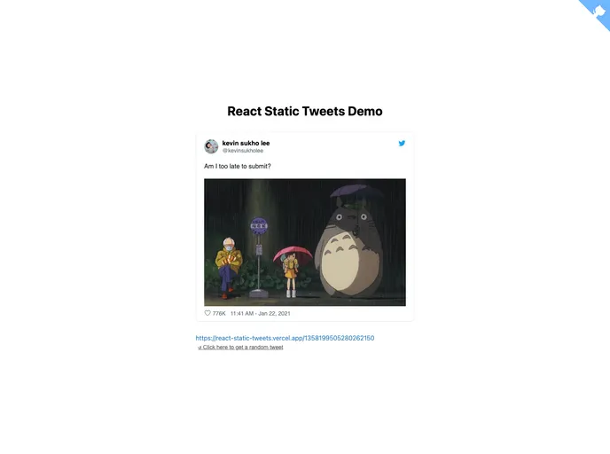 React Static Tweets screenshot