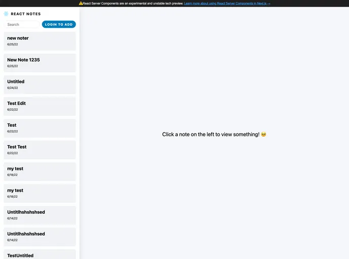 Server Components Notes Demo screenshot