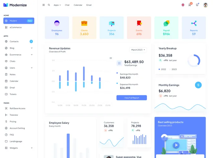 Modernize Nextjs MUI Admin Dashboard screenshot