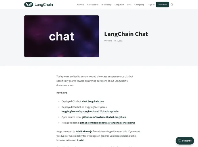 Langchain Chat Nextjs screenshot